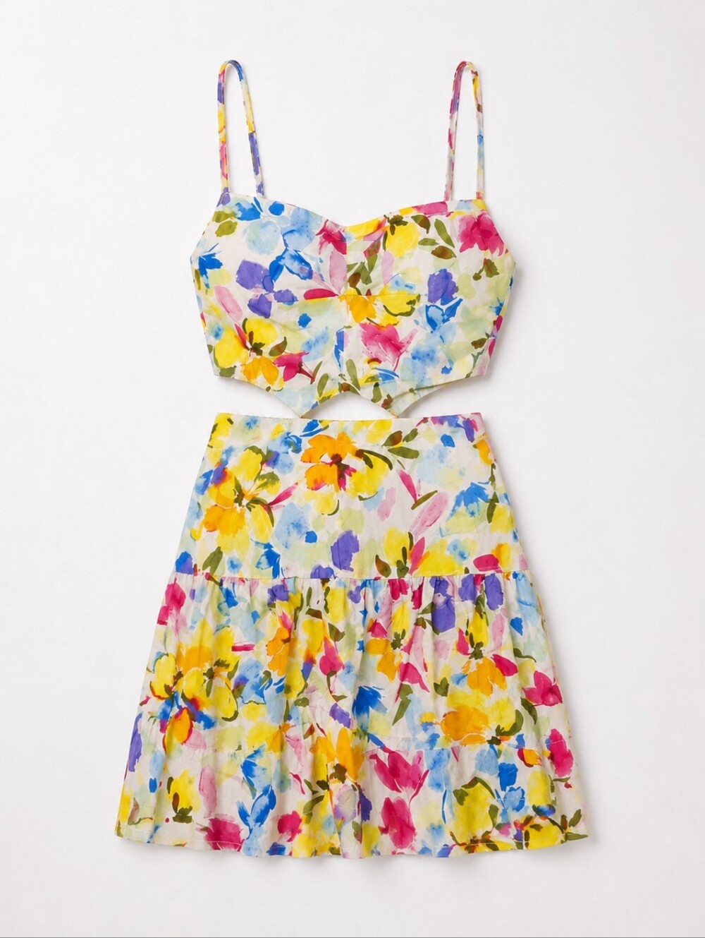 Sky Sky to Moon Floral Cutout Mini Dress L Open Back Fit Flare